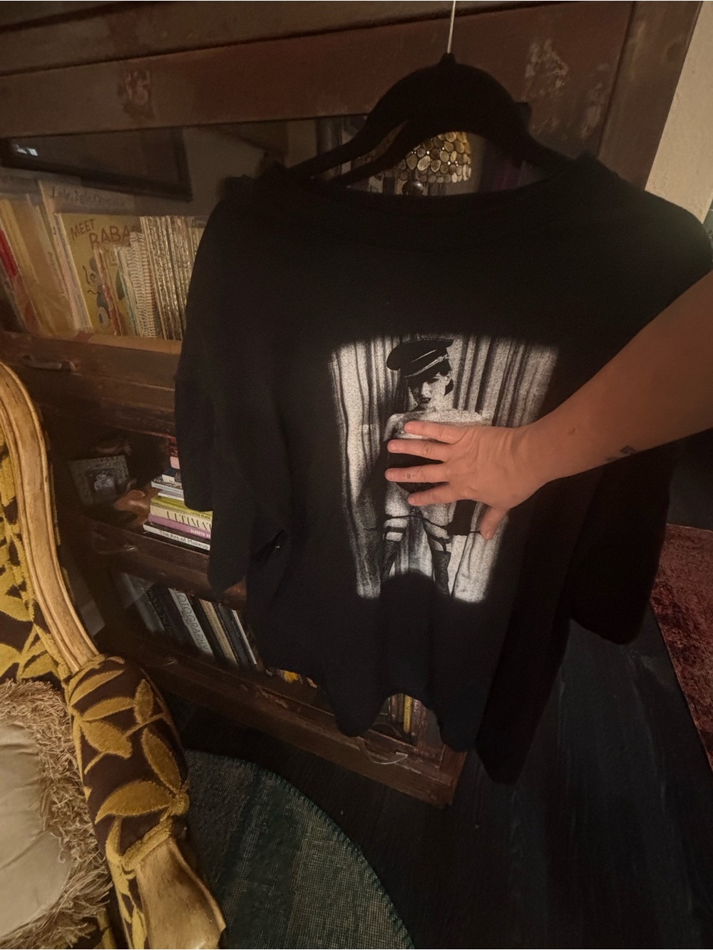 NSFW Black Graphic Short Sleeve Tee with Monochrome Print